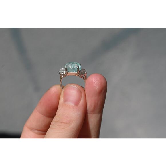 Aquamarine Ring Gothic Simple Promise Alternative Woman Boho Dainty Minimalist - Picture 4 of 6